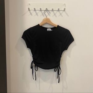 evant ruched black baby tee